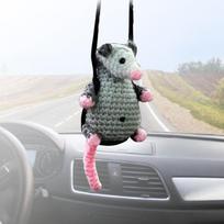 Crochet Car Hanging Ornament Handmade Knitted Screaming Possum Ornament  For Opossum Lovers B