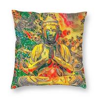 Colorful Buddha Meditation Spiritual Square Pillowcase Pillow Cover Cushion Decor Comfort Throw Pillow for Home Bedroom 30cmx30cm(12x12Inch) yellow