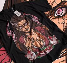 100% cotton TOPS UNISEX TEES MENS WOMENS Nezuko kamado t-shirt demon slayer best anime black shirt kimetsu no yaiba 002 M juoda