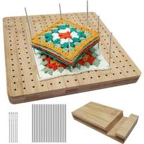Squares Blocking Board, Crochet Accessories, Wooden Crochet Hole Plate, Granny Square Locking Board A brown