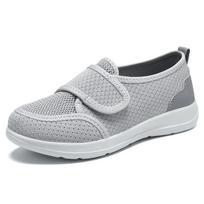 Unisex bateliai pavasariniai skraidančio audimo tinklelis kvėpuojantys lengvi madingi viengubai bateliai praplatinti Velcro reabilitaciniai vaikščiojimo bateliai 41 black