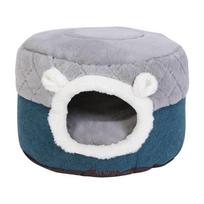Cat Beds Cartoon Dog Kennel Pet House Bed Cats Plush House Cushion Thicken Cat Sleeping Bed Kitten Half Enclose/Open Bed S mėlyna