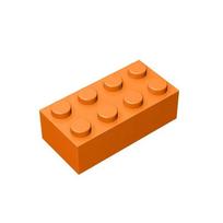 50g/20PCS 3001 2x4 High 8-Hole Building Block Moc Color Loose Parts Works With featuring Brick DIY Children's Plaything Assembly W12268WW- orange