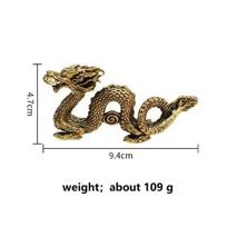 Solid Brass Chinese Zodiac Dragon Statue - Desktop Ornament for Home Office, Retro Feng Shui Crafts & New Year Gifts brown