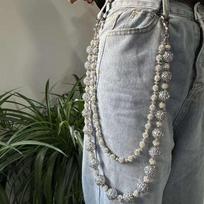 Big Size Disco Ball Beaded Layered Pendant Bag Jeans Pocket Belt Chains Hip Hop Rhinestone Beads Pants Chain for Men Woman Gift Fashion gray