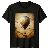 Hot Air Balloon Exploration Travel Mens T-Shirt Womens Graphic Adventure Top XXL beige