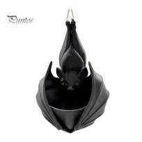 Succulents Pot for Plants 3D Printed Hanging Bat Plant Pot, Shaped Planter, Creative Halloween Planter Flowerpots, Gothic Holder Indoor Outdoor 1pc black
