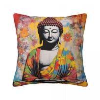 Colorful Buddha Meditation Square Pillowcase Cushion Cover Pillow Case Throw Pillow Cover for Home Bedroom Car 30cmx30cm(12x12Inch) black