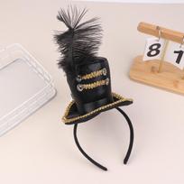 Mini viršutinė skrybėlaitė Plunksnų kepuraitė Plaukų lankelis Cirkas Ringmasteris Plaukų lankelis Cosplay Kostiumas Plaukų lankeliai Vaikams Suaugusiems Plaukų aksesuarai juoda