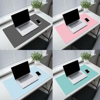 Compact Non-slip Leather Mouse Pad for Office Desks Diameter 210mm, Sky Blue gray
