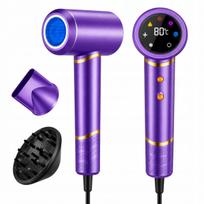 Plaukų džiovintuvas su jonizacija, 1600W, tylus, LED, violetinės spalvos, su difuzoriumi