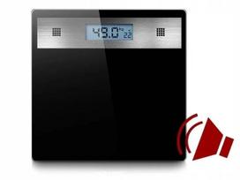 Elektroninės stiklinės vonios svarstyklės su LCD ekranu, garso funkcija, termometru, 180 kg