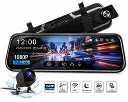 Automobilinis vaizdo registratorius veidrodėlis 10'' Full HD su priekine ir galine vaizdo kamera