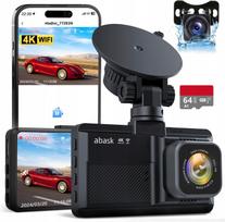 Automobilinė vaizdo registratorius su galinio vaizdo kamera, 4K, WiFi, 64GB, WDR