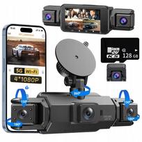 Automobilio WiFi kamera 360° su GPS, IR, G-sensoriu, 4 kanalų, FHD, tinka iOS
