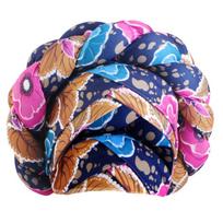 African Braided Headwrap High Skull Turban Cap Flower Printed Hijab Head Scarf for Music Festival Theme Event Oversized I blue