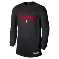 Nike X NBA Houston Rockets 2024/25 Player Edition Letter Print Crew Neck Long Sleeve Basketball Shirt Men tops Black HF1450-010 M black