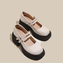 Soft leather Mary Jane platform small leather shoes women's shoes summer new fashion versatile college shoes 35 smėlis
