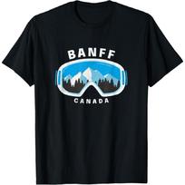 Banff Canada Ski Snowboard Goggles Snow Mountain T-Shirt S juoda