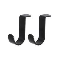 2Pcs Ceiling Mount Curtain Rod Brackets Curtain Rods Hanging Holders Closet Rod Brackets black