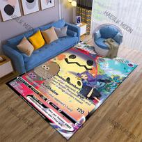 Classic Games P-Pokemon Mimikyu Cards Pattern Carpets for Living Room Bedroom Bedside Floor Mat Area Rug Home Decor Luxury Gifts 40cm x 60cm black