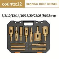 12pcs Fiber Welded Hole Saw Drill Bit Set, Metal Triangle Shank, for Tile, Marble, Glass & Ceramics, No Electricity Needed. Khaki
