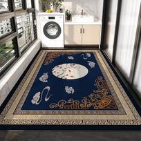 Atsparus vandeniui balkono grindų kilimėlis Didelis pilkas kilimas PVC oda Neslystantis kilimas Naujo kinų stiliaus Retro namų dekoravimo kilimai virtuvei 50x80cm gray