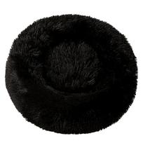 Apvalus pliušinis augintinio guolis Minkšta ilgo kailio pagalvė šunims katėms Patogus lizdas Jaukus miego kilimėlis mažiems vidutinio dydžio augintiniams 40 cm skersmens One Size black