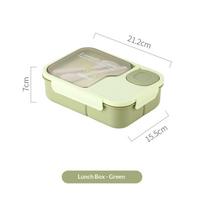 Bento Lunch Box Kid's Lunch Boxs Microwaveable BentoBox with Tableware Kawaii Heated 3 Grid Sandwich Snack Food Box Food Storage 1450ml žalia