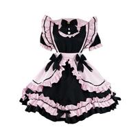 Women's French Maid Costume Headwear Apron Dress Halloween Fancy Dress Outfit XXL rožinė