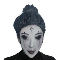 Halloween Horror Female Ghost Mask Latex Full Face Headgear for Escape Room and Party COS Spider Demon Prop Spider witch black