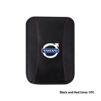 Car Console Armrest Pad Carbon Fiber Leather Auto Cushion Cover For Volvo V50 S60 XC60 S40 XC40 XC90 V70 XC70 C30 V40 V60 CT9 black