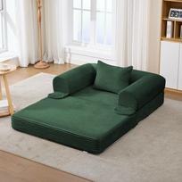 Transformuojama veliūrinė vienvietė sofa-lova, erdvę taupanti svečių lova iš aukštos kokybės audinio, vienvietis miegojimo krėslas svetainei, miegamajam, butui 120 x 85 x 65 cm žalia