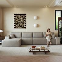 340cm Modulinė kampinė sofa be rėmo, L formos ilgi gultai, Gilios sėdynės, nereikia surinkti, Suspausta sofa, Svetainė, Miegamasis, Butas, Kupranugario spalva 270 x 175 x 83 cm