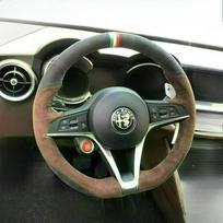 For Alfa Romeo Giulia 2016-2019 Stelvio 2017 Hand Stitched renovation wear-resistant black brown suede car Steering wheel cover