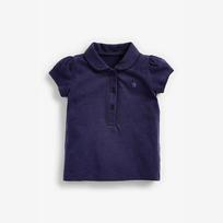 Kids' Summer Cotton Shirt - Collared Short Sleeve T-Shirt 100 tamsiai mėlyna