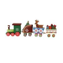 Christmas Train Decoration Wooden Festive Mini Train Ornament Xmas Train Centerpiece for Mantel brown