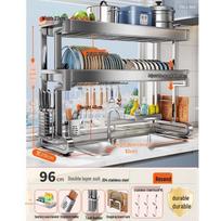 304 Stainless Steel Over-Sink Dish Drying Rack gray