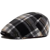 Thin herringbone plaid forward hat Casual women's beret Men's British sunshade cap Adjustable juoda