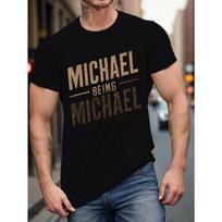 European sizes PLUS SIZE Big & Tall Men's Summer T-Shirt - Breathable Polyester, Casual Crew Neck with MICHAEL Graphic Print, Machine Washable M juoda