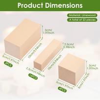 22/24Pcs Basswood Carving Blocks Whittling Wood Blocks with 3 Different Sizes Unfinished Wood Carving Kit for Craft Lovers beige