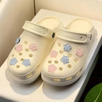 candy color Jelly flowers clogs accessories summer 2026 Transparent Floral Shoe Charms Set Butterfly Stars Accessories for Clogs beige