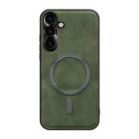 For Samsung Galaxy A57 A56 A55 A54 A53 A52 A37 A36 A35 A34 A25 A16 A15 High End Leather Metal Magnetic Ring Phone Case Galaxy A57 žalia