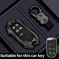 Leather Car Metal Key Case Cover for JEEP Grand Cherokee WK2 Renegade Compass Cherokee Traitor Compass Keychain Accessories black