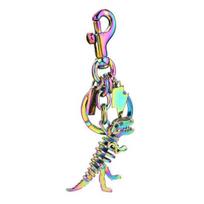 Hollow Skeleton Keyring Keychain Pendant Dinosaur T-Rex Metallic Luster Bag Charm Cool Alloy Triple Reinforced Lobster Clasp Key Ring Durable Metal gray