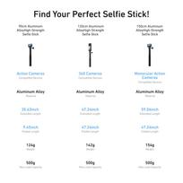 TELESIN Aluminum Selfie Stick Tripod Mount Light Weight Monopod for GoPro Hero 13 12 11 Insta360 X5 DJI Action 6 5pro 4 Camera black