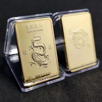 Kinijos vėjo šalies drakono aukso luitas proginė moneta Yin Yang Dragon Tiger Square moneta paauksuota aukso juosta auksas