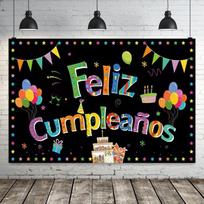Feliz cumpleaños Spanish Birthday Party Theme Baby Shower Adult Background Banner Pink Gold Balloon Decorations Photography Prop 90.6x70.8inch/230*180cm white