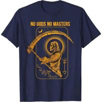 No Gods No Masters Satanic Evil Baphomet Tarot Death Satan T-Shirt S smėlis