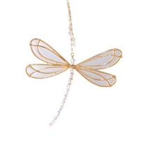 Faux Crystal Suncatcher, Dragonfly Butterfly Rainbow Maker, Prism Beads Window Hanging Pendant for Home Garden Decor 30cm 2 white